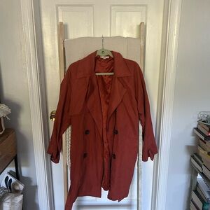 Entro Terracotta Double-Breasted Trench Coat